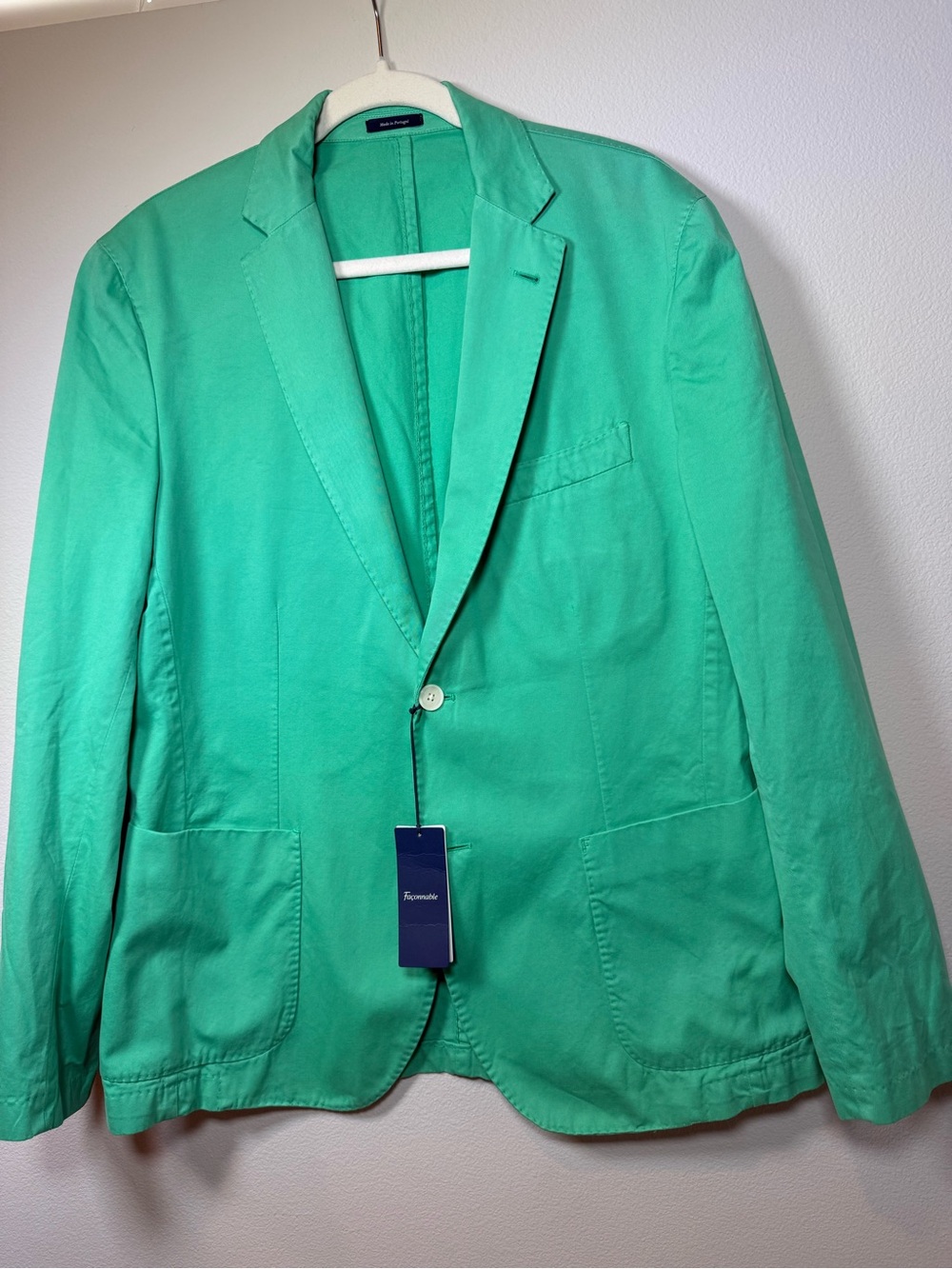 Faconnable Green Cotton Blazer - Single-Breasted Casual Jacket